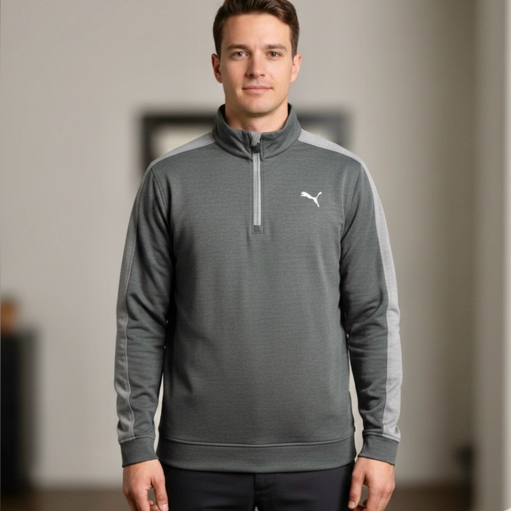 Puma Golf Men’s Cloud Spun T7 1/4 Zip Pullover Gray Small S